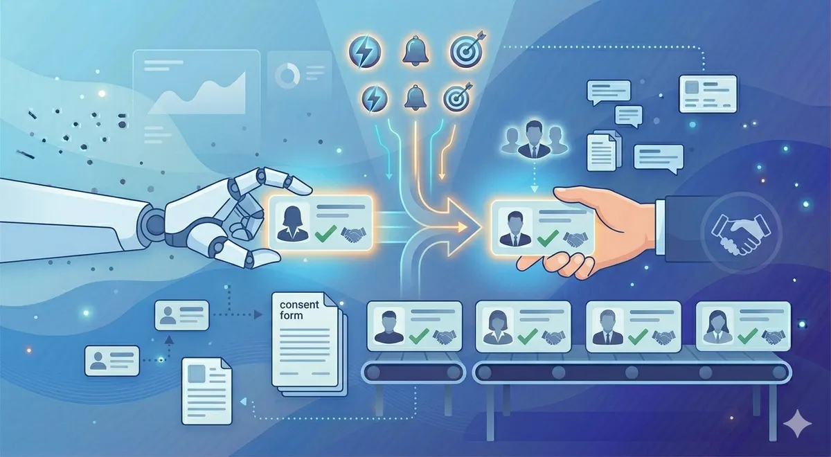 Handoff process from AI outreach to human closer