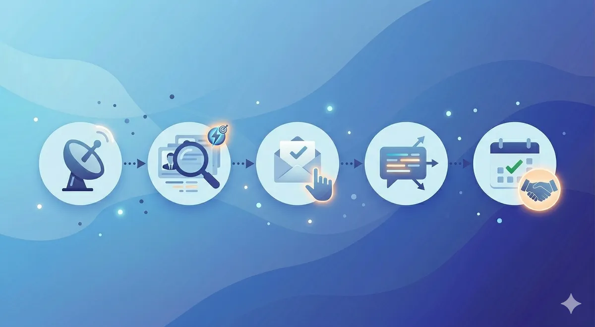 Step-by-step walkthrough from intent signal to booked call